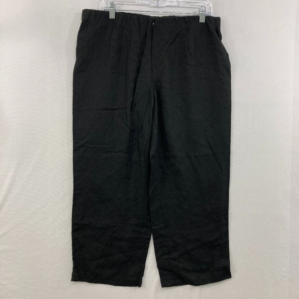 Comfy USA size XL‎ Black 100% Linen Zipper Fly High Rise Cropped Pants